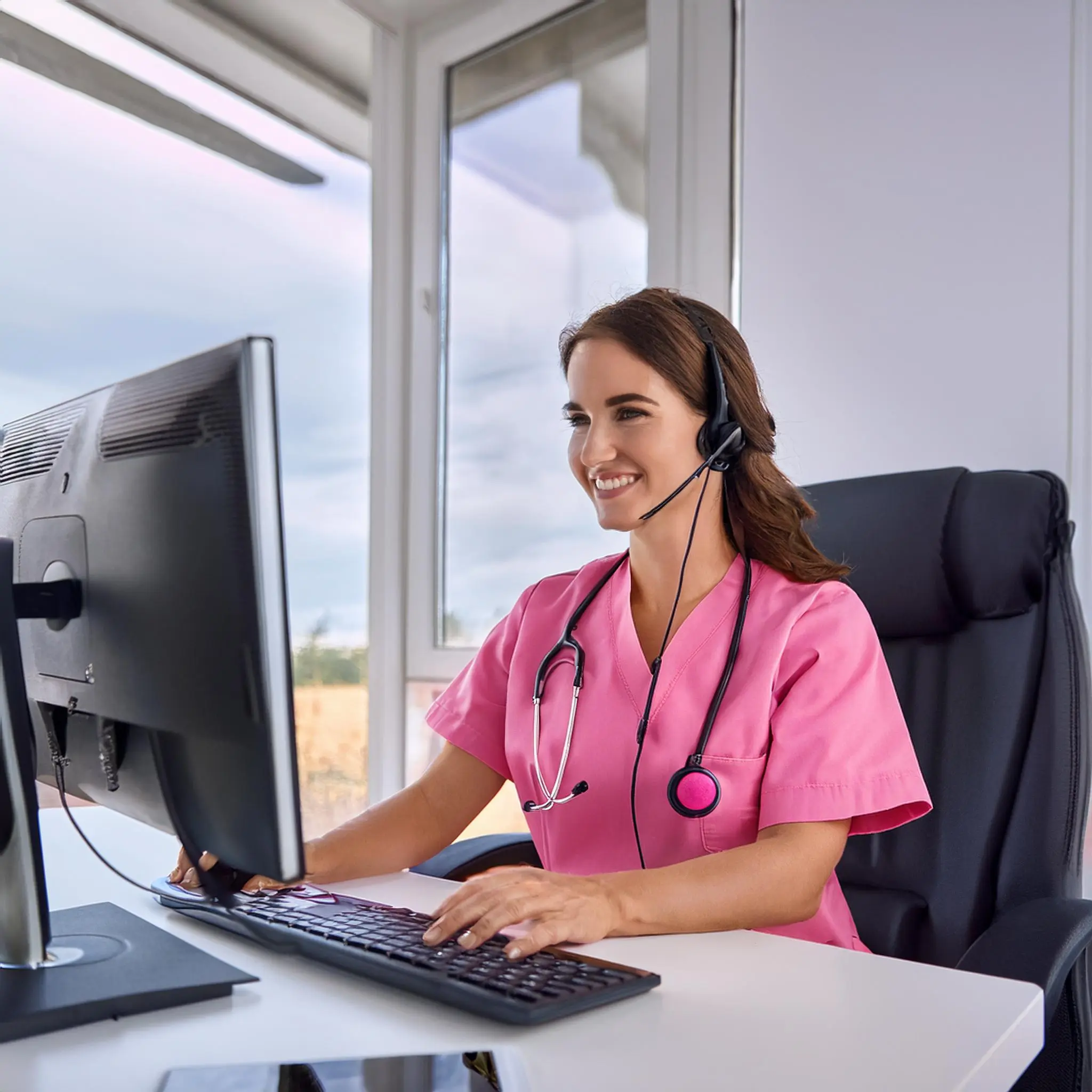 Healthcare professional conducting daily wellness check-in calls for senior patients